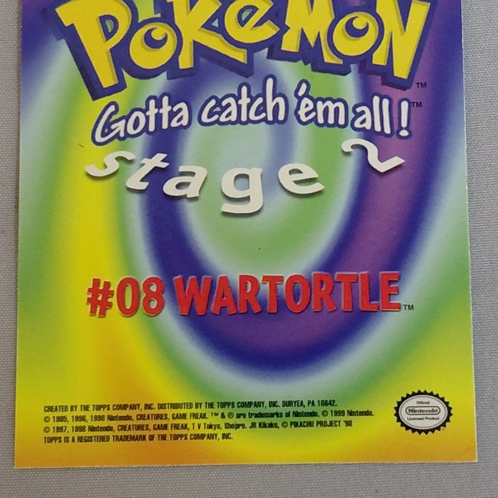 1999 Topps Pokémon Wartortle #08 E8 of 12 Stage 2 Holographic Holo Foil Card